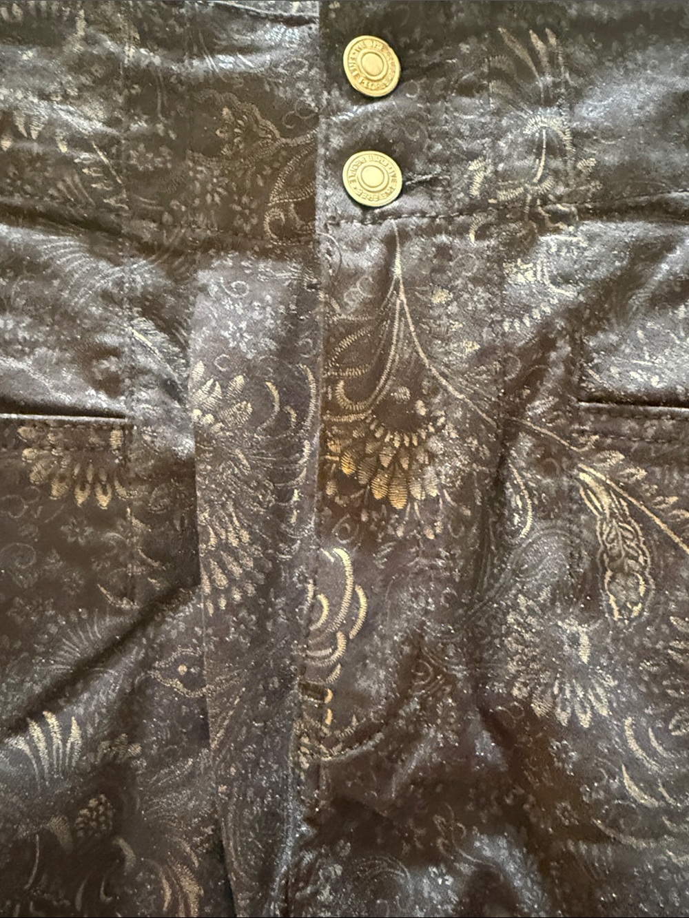 We The Free Jayde Brown Metallic Gold Paisley Pants - Picture 6 of 8